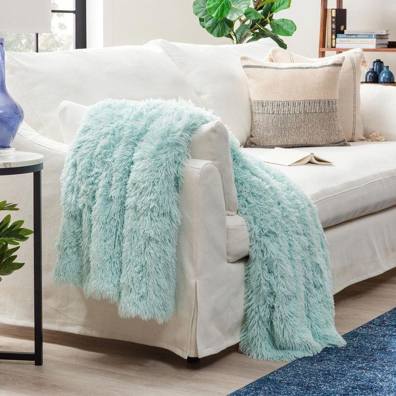 Chanasya Solid Faux Long Fur Fuzzy Throw Blanket