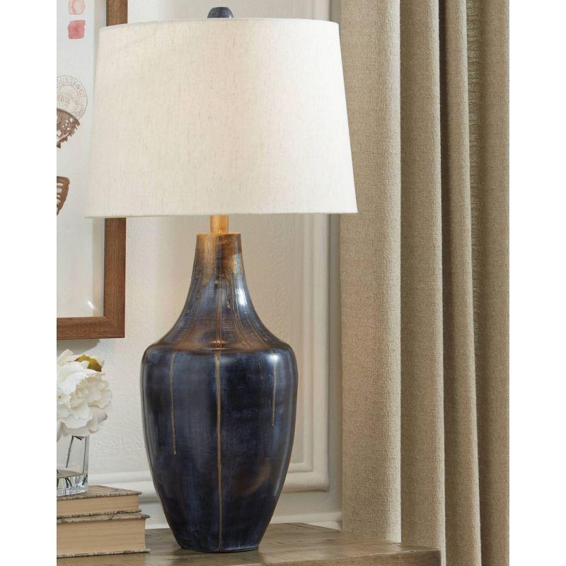 Evania Metal Table Lamp Indigo - Signature Design by Ashley: Modern Lighting, 3-Way Switch, UL Listed