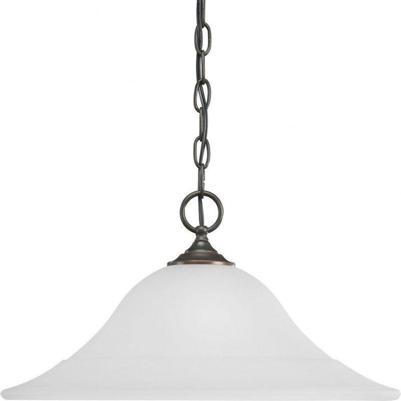 Antique Bronze 18" Glass Pendant Light with Nickel Accents