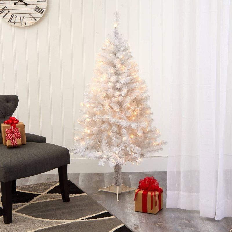 4ft Nearly Natural Pre-Lit LED White Artificial Christmas Tree Clear Lights