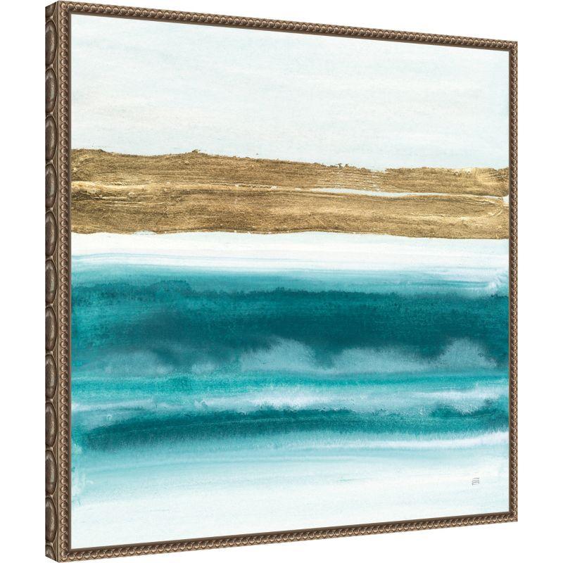 Amanti Art Abstract Gold Emerald Beach III by Chris Paschke Canvas Wall Art Print Framed 22 x 22-in.