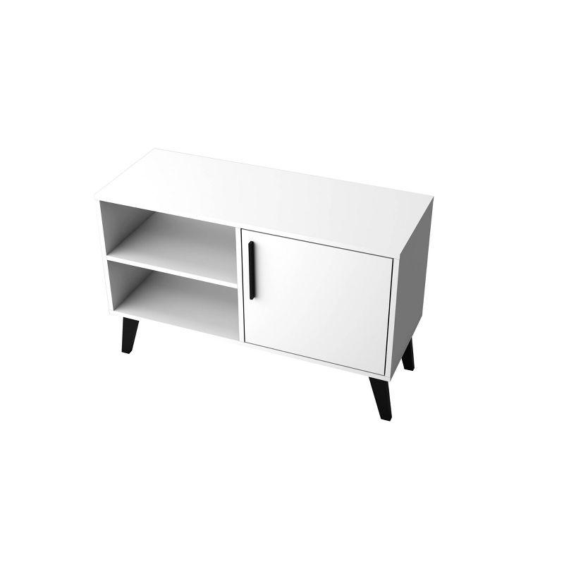 Manhattan Comfort 35.43" Amsterdam TV Stand for TVs up to 42" White: Modern Console with Fixed Shelves