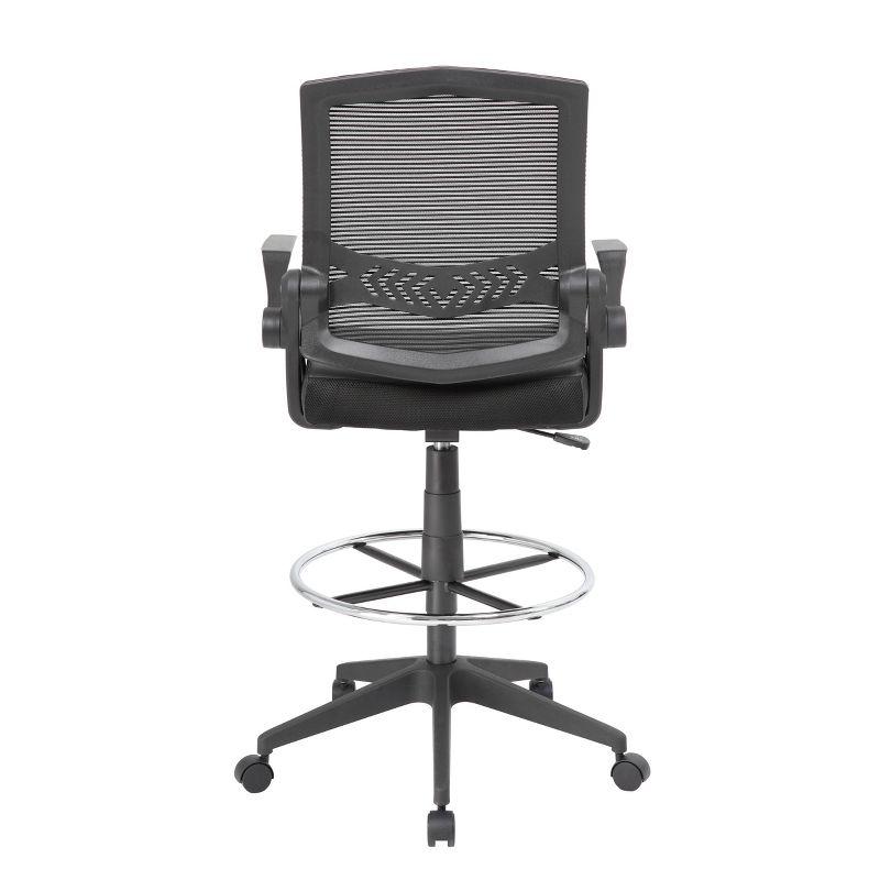 Boss Office Products Drafting Stool with Flip Arms Mesh Black: Adjustable for Tall Desks, Ergonomic Design, Nylon Frame