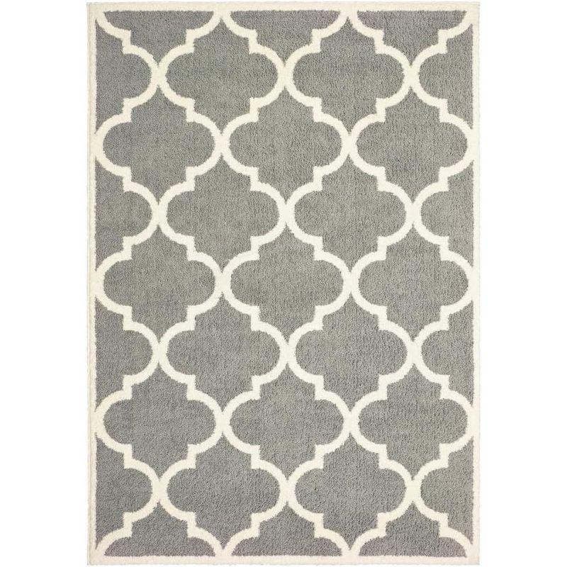 Gray and Ivory High Pile Shag Area Rug