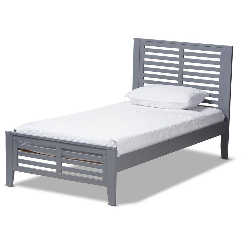 Sedona Gray Wood Twin Platform Bed with Upholstered Headboard