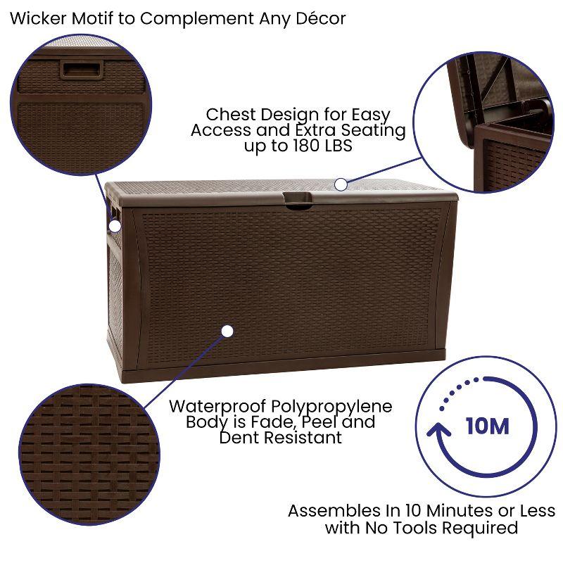 Brown 120 Gallon Lockable Plastic Deck Storage Box