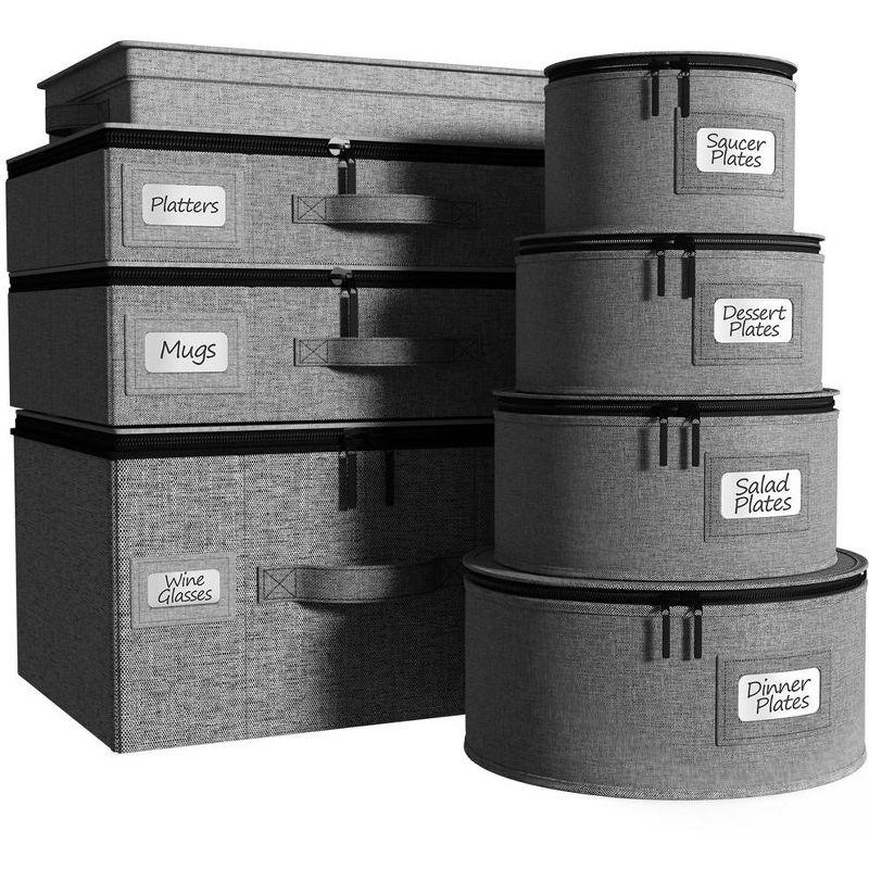 Sorbus 8 Piece Hard Shell Dinnerware Storage Cases - for Dinnerware, Mugs, Cups