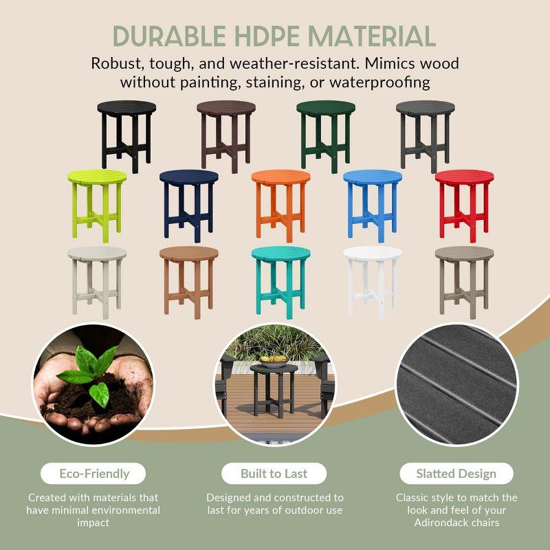 WestinTrends All-Weather Outdoor Patio Round Poly Adirondack Side Table, Gray