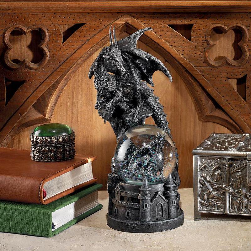 Gothic Dragon Castle Gray Resin Water Globe