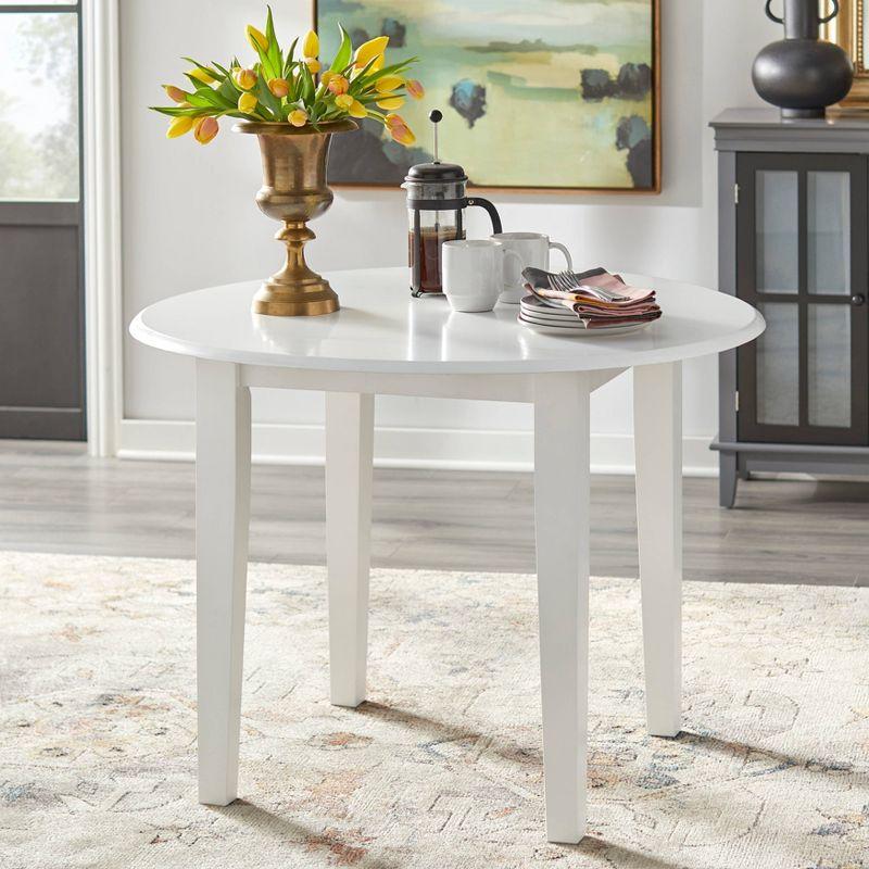 5pc Chadwick Drop Leaf Dining Set with 4 Windsor Chairs White/Red - Buylateral: Solid Rubberwood, Oval Shape