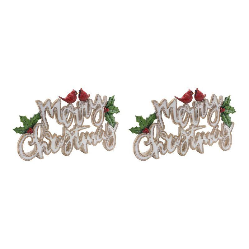 Melrose Merry Christmas Tabletop Sign (Set of 2)