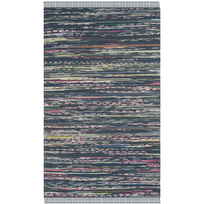 Rag Rug RAR121 Hand Woven Indoor Area Rug - Ink/Multi - 4'x6' - Safavieh.