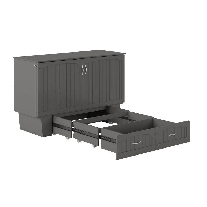 Queen Nantucket Murphy Bed Chest USB Turbo Charger Gray - AFI: Space-Saving, Built-In Charging, No Box Spring Required