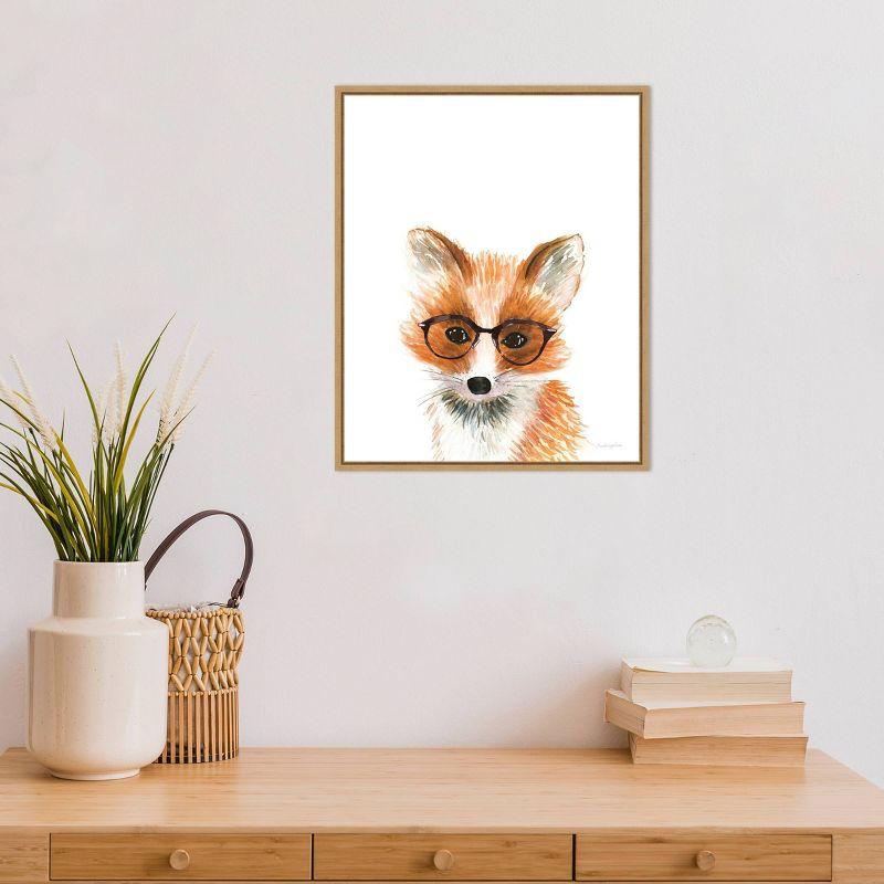 16"x20" Fox in Glasses Artwork by Mercedes Lopez Charro: Vertical Lithograph, Amanti Art