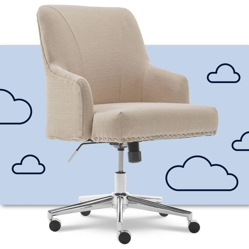 Serta Serta Leighton Mid-Back Office Chair with Chrome Nailheads, Memory Foam Cushion, Padded Armrests