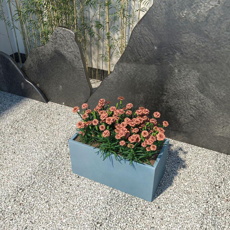 LeisureMod Rectangular Planter in Fiberstone with Drainage Holes for Indoor and Outdoor Home Bloom Collection