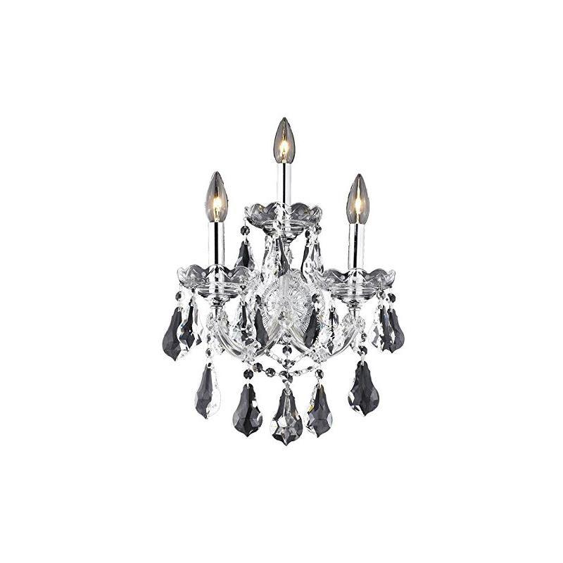 Elegant Lighting Maria Theresa 3 light Chrome Wall Sconce Clear Royal Cut Crystal