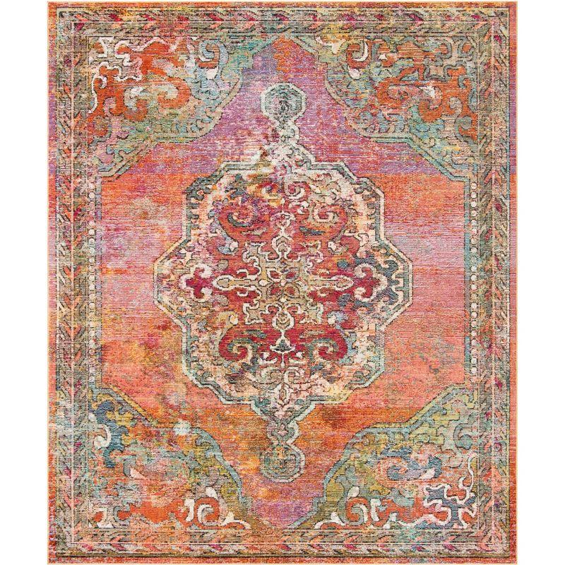 Crystal CRS502 Power Loomed Area Rug - Orange/Light Blue - 8'x10' - Safavieh.