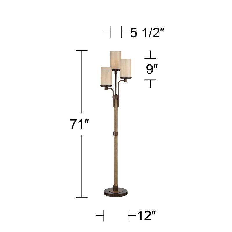 Franklin Iron Works Astoria Rustic Farmhouse Floor Lamp 71" Tall Bronze Faux Wood 3 Light Tree Tea Alabaster Glass for Living Room Bedroom Office Home