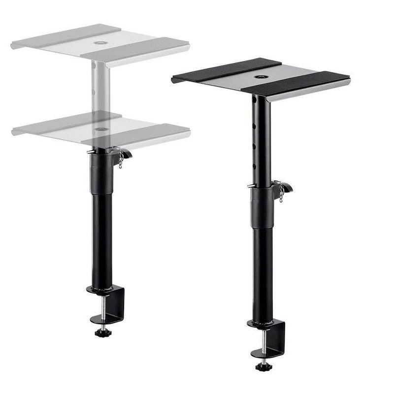 Adjustable Black Steel Clamp-Mounted Desktop Monitor Stands