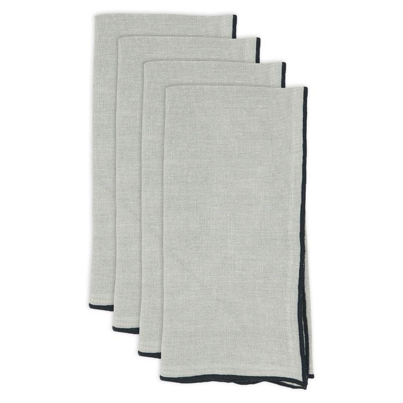 Saro Lifestyle Stitched Border Stonewashed Linen Napkins (Set of 4)