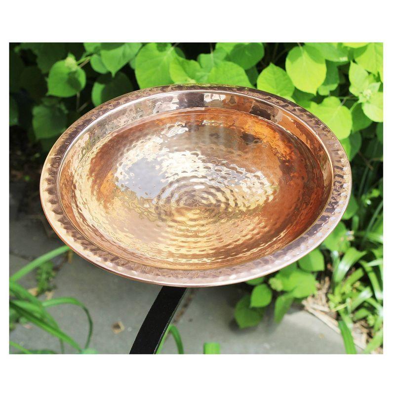 13.5" Hammered Copper Birdbath with Rail Mount Bracket - Achla Designs: Weather-Resistant, No Drill Setup