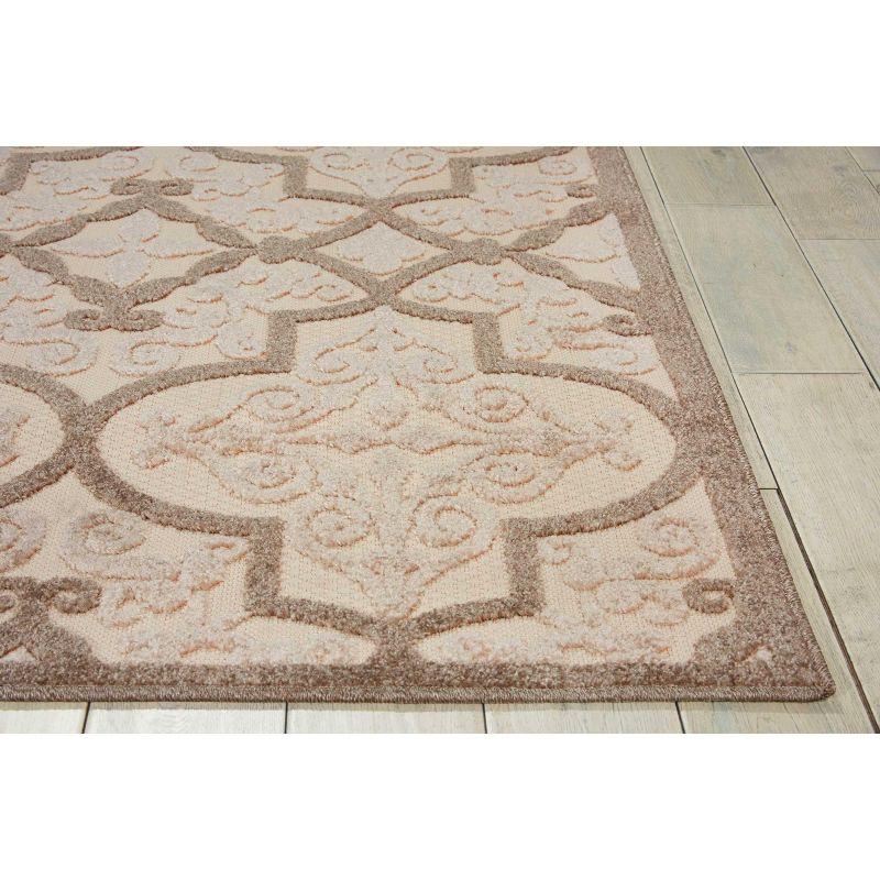 Nourison Aloha Moroccan Trellis Flatweave High-Low Indoor Outdoor Area Rug Cream 5'3" x 7'5"