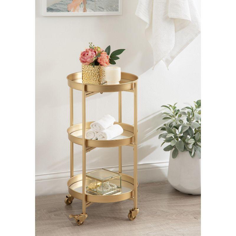 Kate and Laurel Celia Round Metal Bar Cart, 15.25x15.25x28.25, Gold