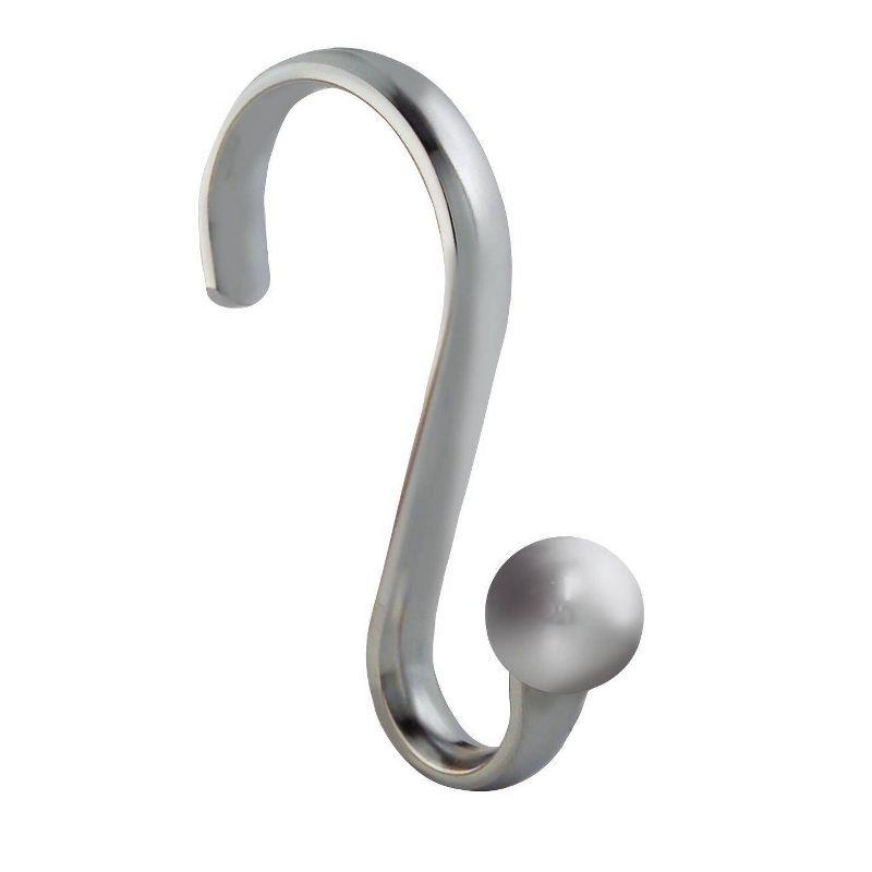 Chrome Steel Minimalist Shower Curtain Hooks Set of 12