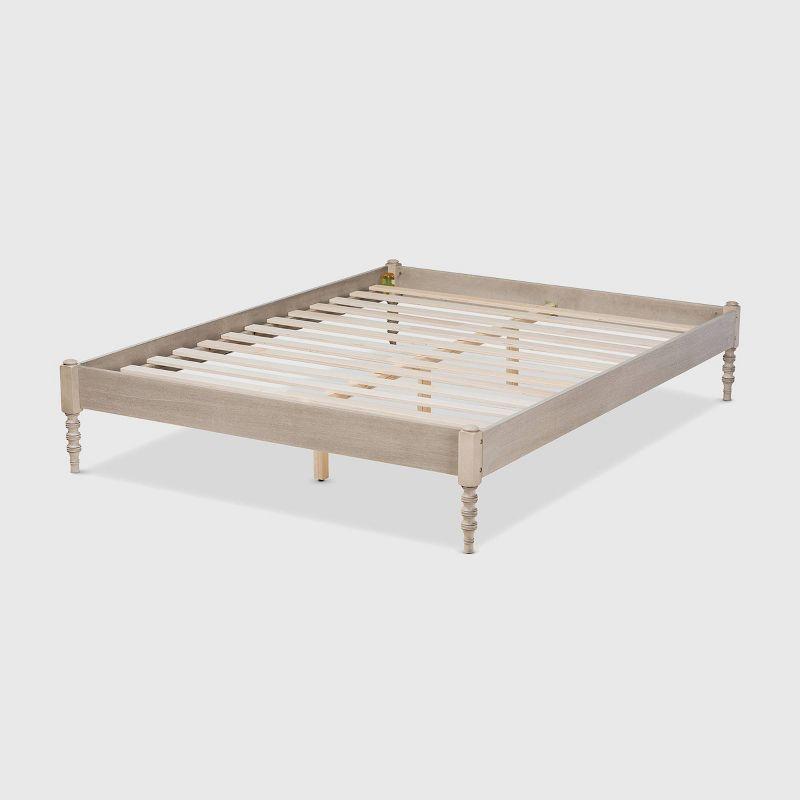 Cielle French Bohemian Wood Platform Bed Frame - Baxton Studio