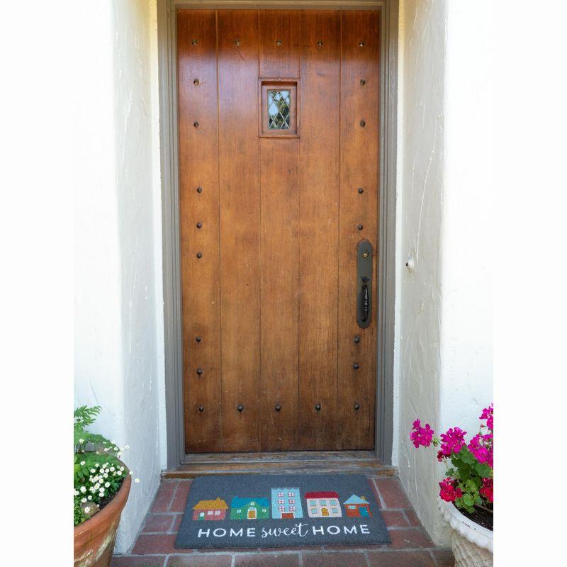 Home Sweet Home Coir Doormat with Colorful Houses