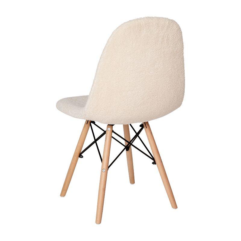 Caroline Armless Faux Shearling Faux Shearling Chairs with Modern Wooden Legs (Set of 2)