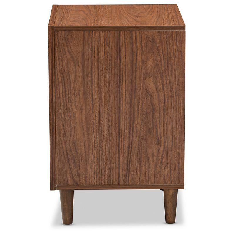 Scandinavian Mid-Century Modern White & Walnut 1-Drawer Nightstand