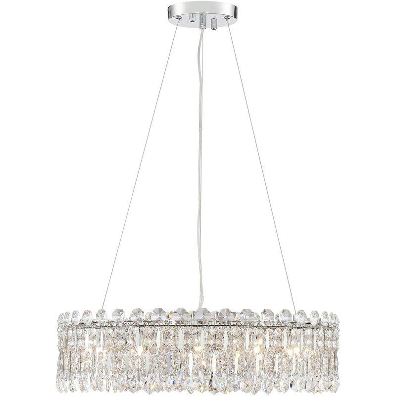 Possini Euro Design Alyssa Chrome Drum Chandelier 23 1/2" Wide Modern Crystal 12-Light LED Fixture for Dining Room Kitchen Island Entryway Bedroom