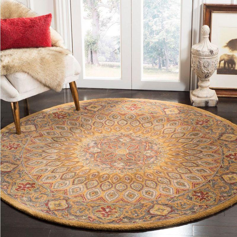 Heritage HG914 Hand Tufted Area Rug - Light Brown/Grey - 3'6" round - Safavieh.