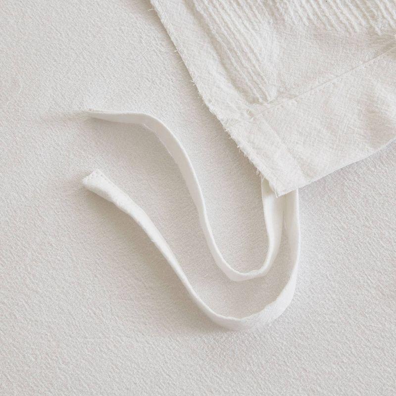 Full/Queen White Cotton Chenille Palm Duvet Cover Set