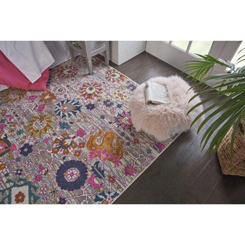 Bungalow Rose Rectangle Passion Floral 6'7" x 9'6" Area Rug in Pink