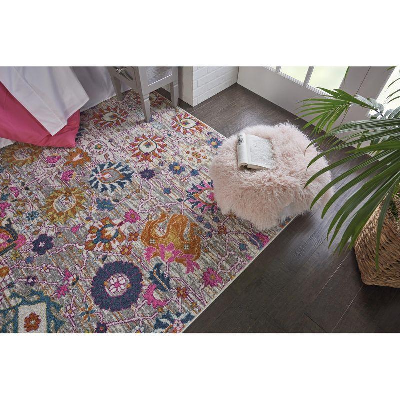 Silver Floral Bliss Reversible Synthetic Rug 6'7" x 9'6"