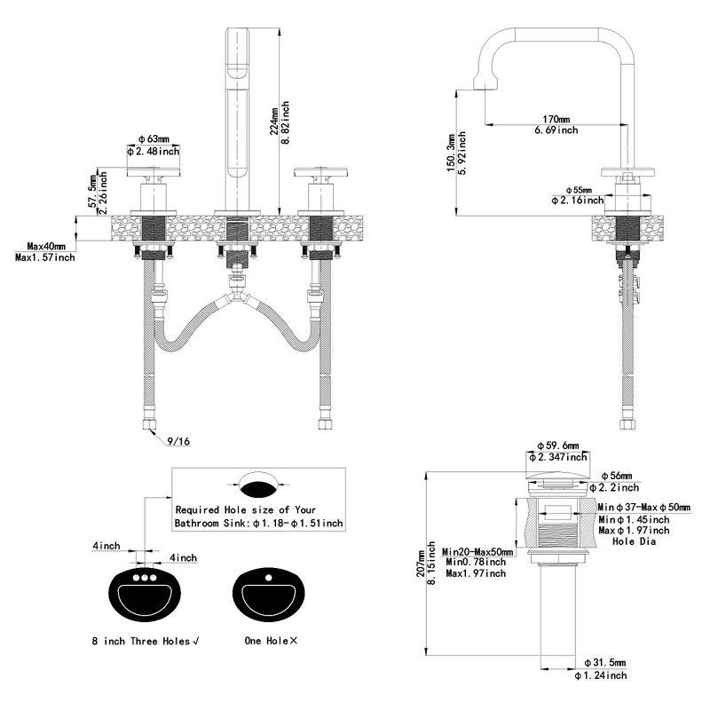 Widespread Single-handle Bathroom Faucet with Drain Assembly