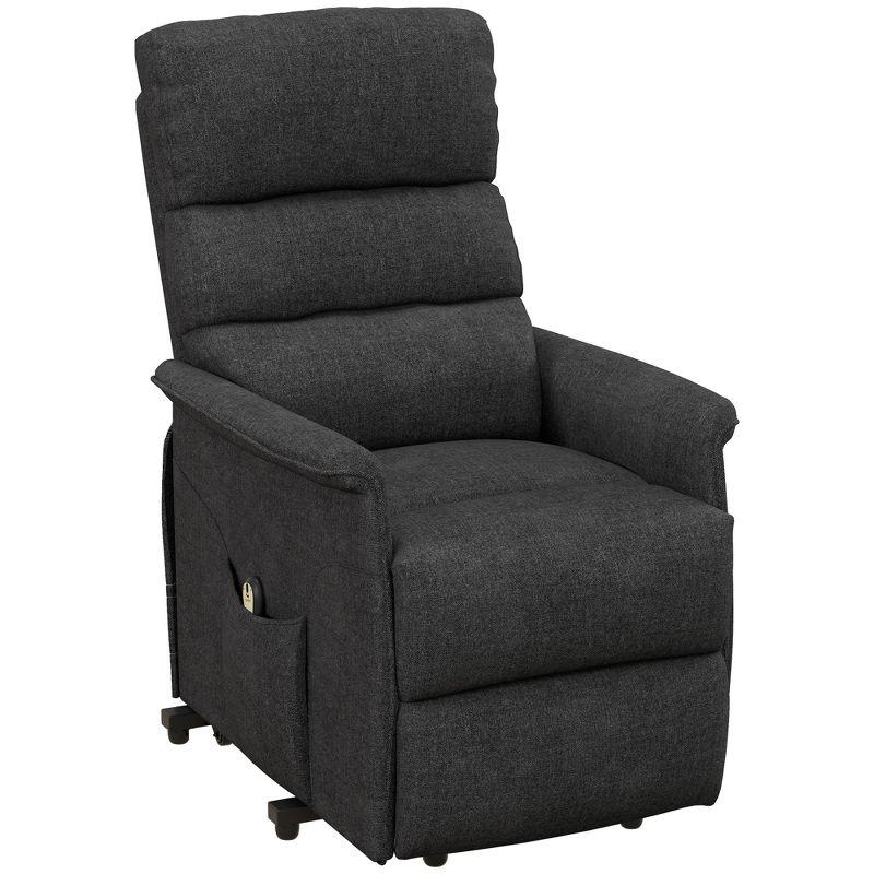 HOMCOM Electric Power Lift Recliner Chair for the Elderly, Fabric Lift Chair with Remote Control, Side Pockets for Living Room, Black