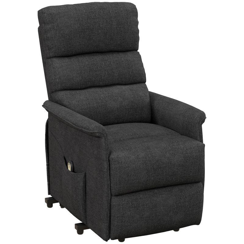 HOMCOM Power Lift Assist Recliner Chair for Elderly with Remote Control, Linen Fabric Upholstery