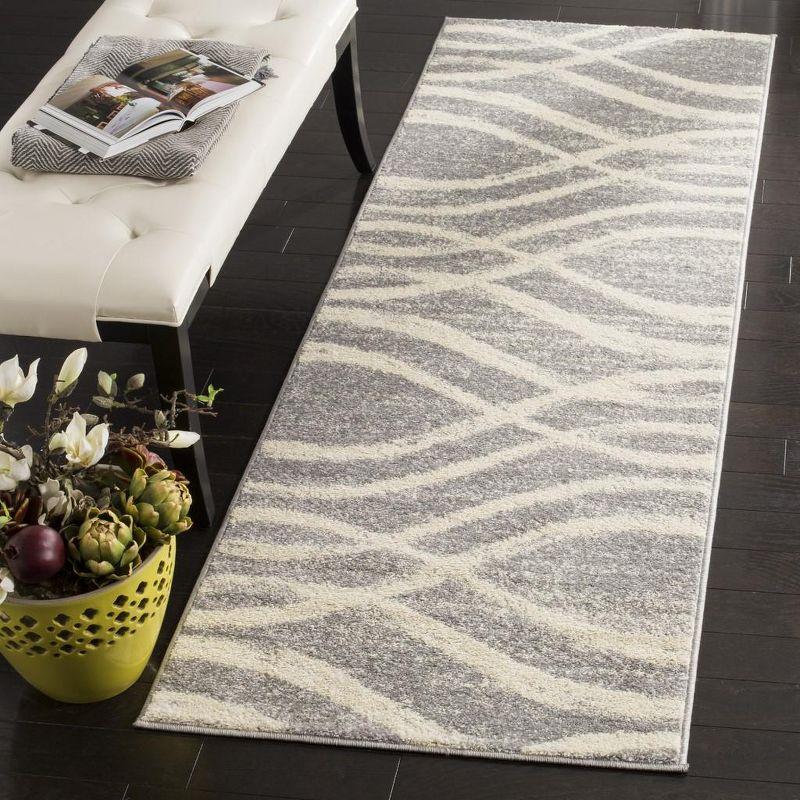 Adirondack ADR125 Non-Shedding Power Loomed Indoor Runner Rug - Grey/Cream - 2'6"x16' - Safavieh