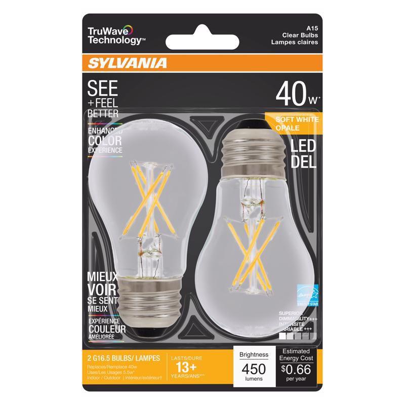 Sylvania Clear Soft White Dimmable A15 LED Bulb 2-Pack