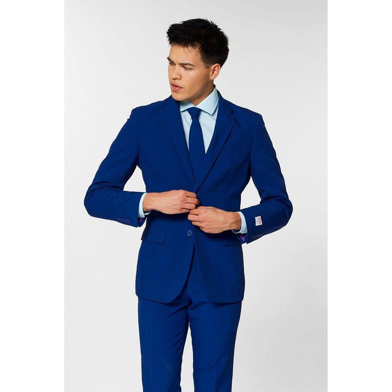 OppoSuits Solid Color Party Suits - Colorful Outfits for Prom, Weddings, Bachelor Parties - Navy Blue  - Size 44