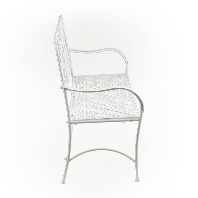 36" x 45" Daisy Metal Garden Bench White - Alpine Corporation
