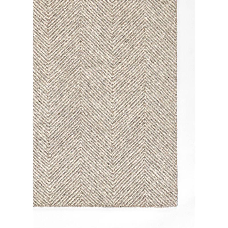 Momeni 9'x12' Charles Zig Zag Handtufted Area Rug Taupe: Wool, Low Pile, Indoor, Rectangle, Striped Pattern, Cotton & Latex Backing