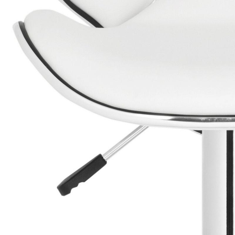 Transitional Chrome White Swivel Bar Stool with Adjustable Height