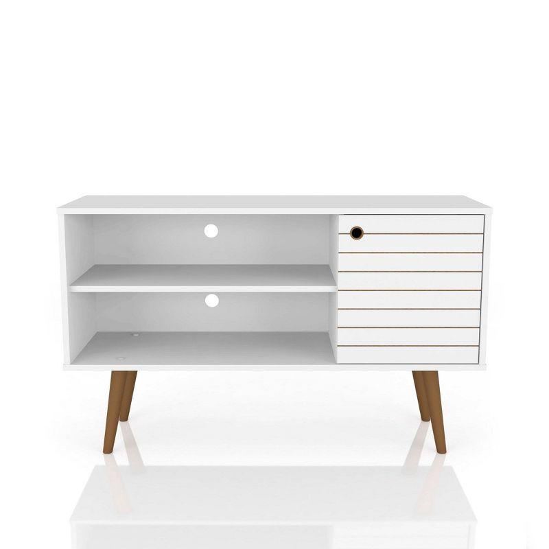 Liberty Mid Century Modern 2 Shelves and 1 Door TV Stand for TVs up to 46" White - Manhattan Comfort