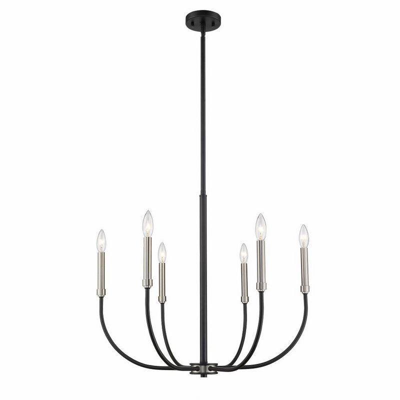 Matte Black and Brushed Nickel 6-Light Candelabra Chandelier