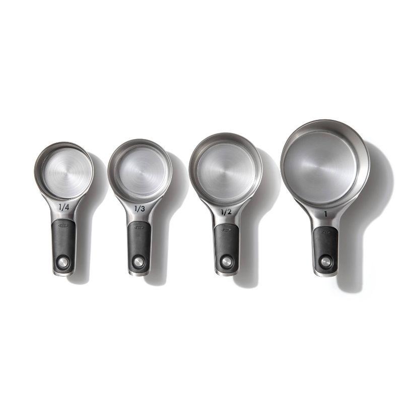 OXO 4pc Stainless Steel Magnetic Measuring Cups Set Black: Nesting Design, Dishwasher-Safe, Includes 1 Cup to 1/4 Cup